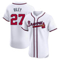 A.Braves #27 Austin Riley Player White Elite Home Stitched Jerseys