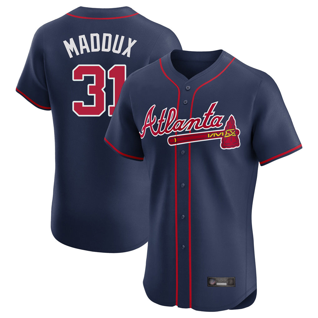 A.Braves #31 Greg Maddux Player Navy Limited Elite Home Game Gdoa Stitched Jerseys