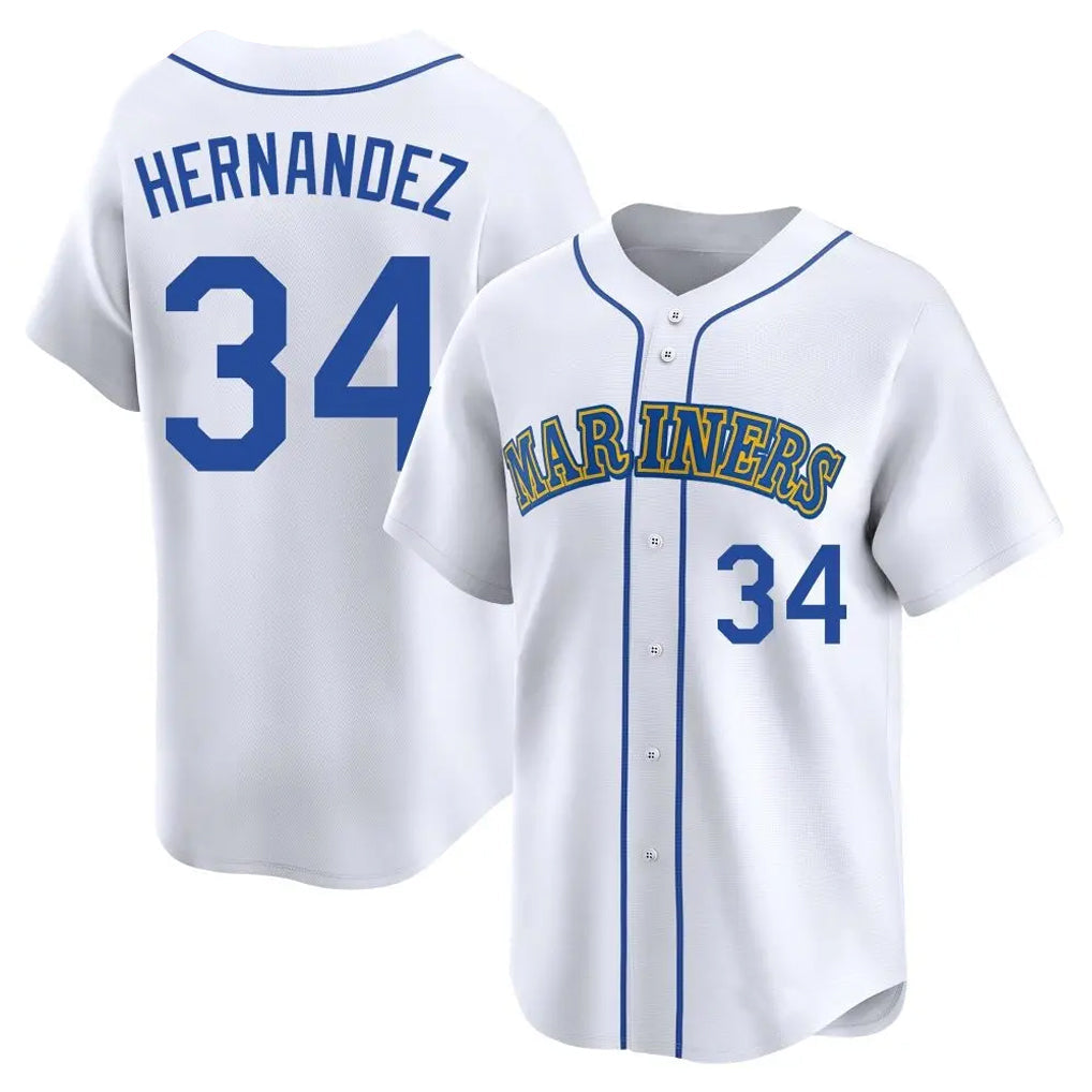 S.Mariners #34 Felix Hernandez Player White Limited Throwback Cooperstown Collection Stitched Jerseys