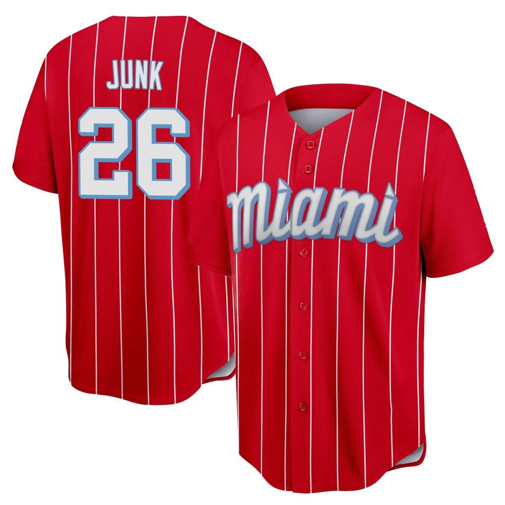 M.Marlins #26 Janson Junk Player Red City Connect Home Game Gdoa Stitched Jerseys