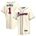 A.Braves #1 Ozzie Albies Player Cream Home Game Gdoa Stitched Jerseys