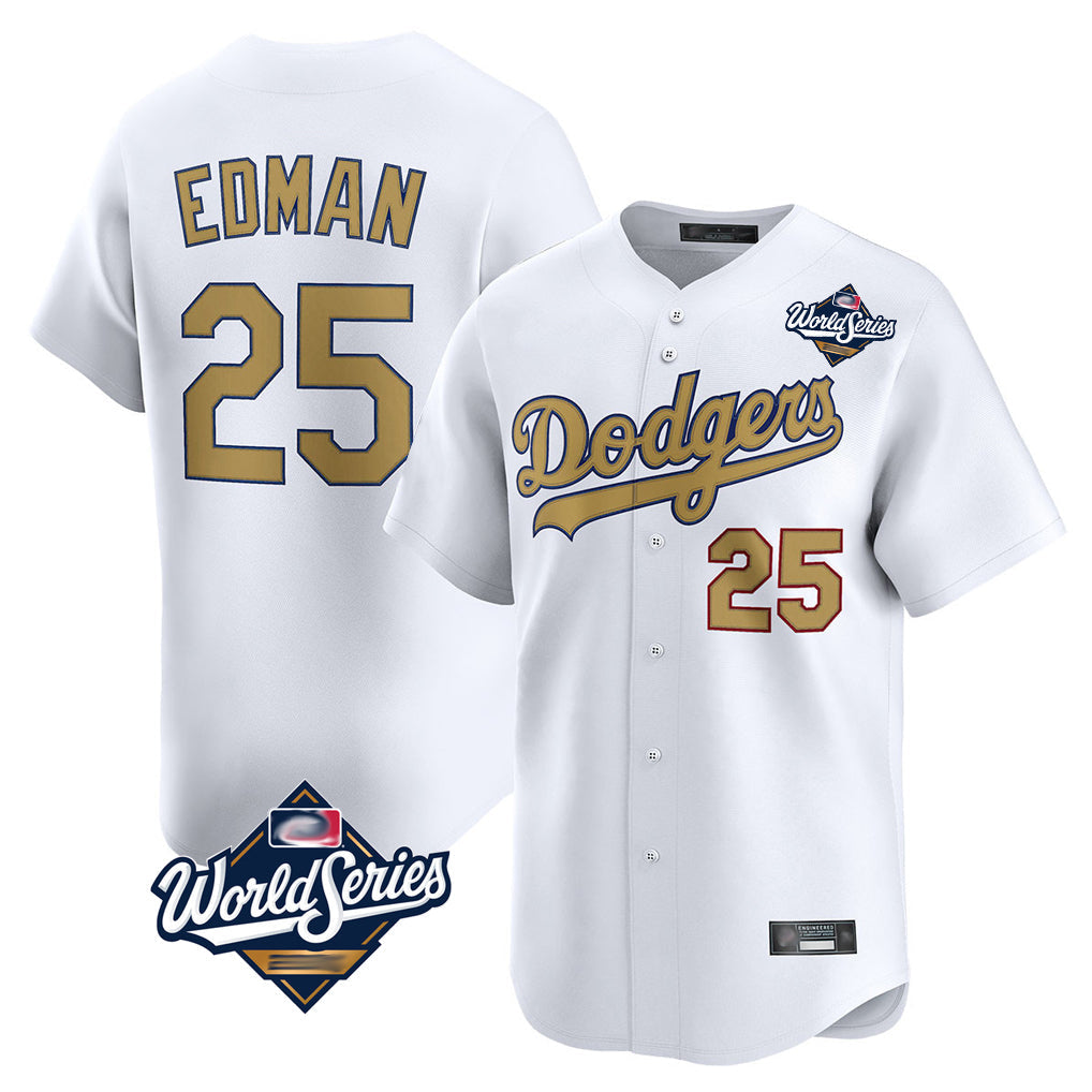 LA.Dodgers #25 Tommy Edman Player Gold World Series Collection Limited Home Gdoa Stitched Jerseys