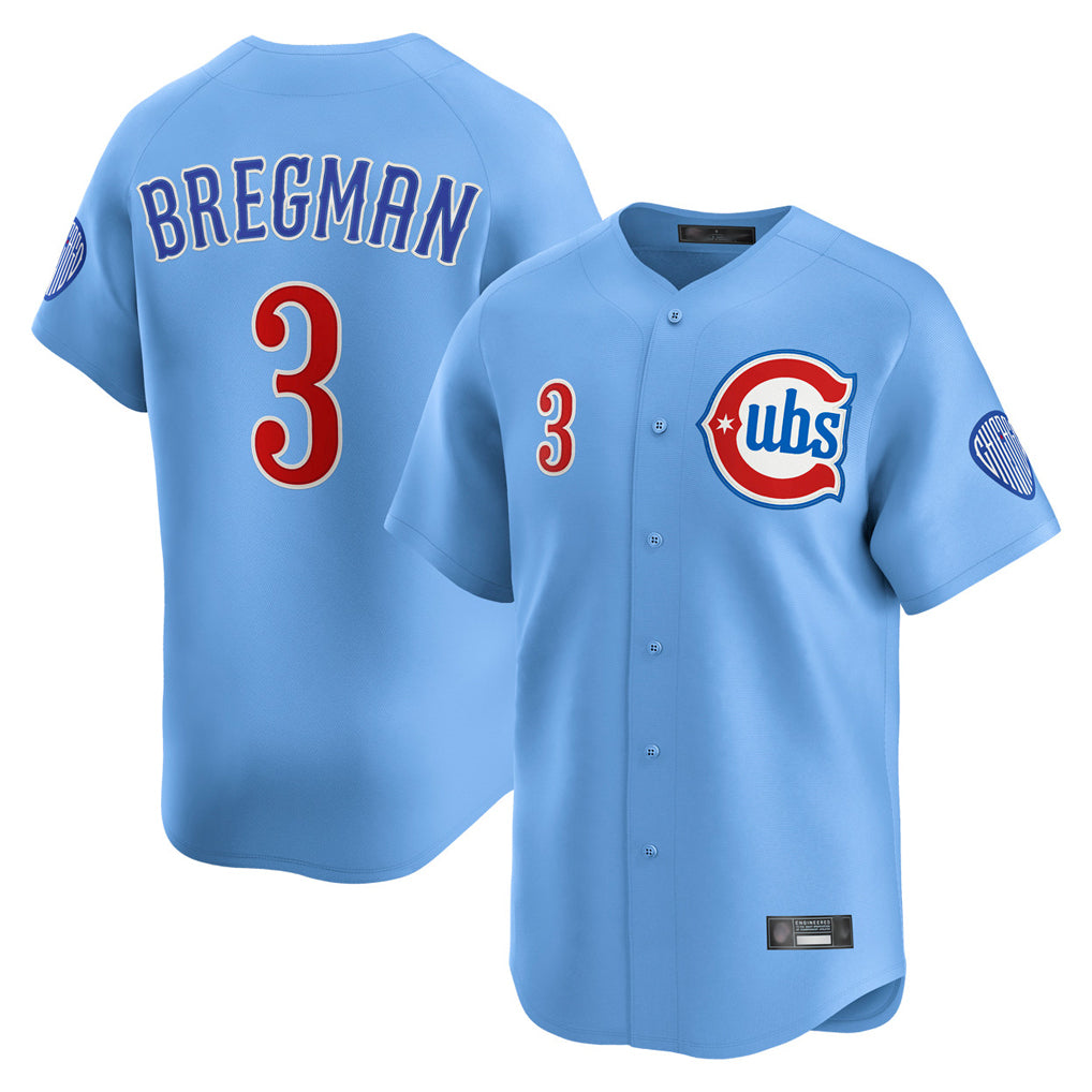 C.Cubs #3 Alex Bregman Player Light Blue Limited Home Gdoa Stitched Jerseys