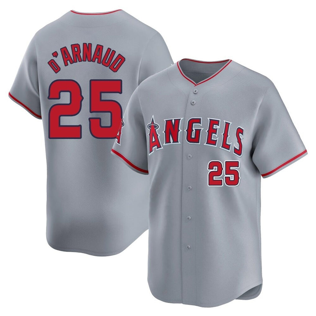 LA.Angels #25 Travis d'Arnaud Player Gray Home Limited Gdoa Stitched Jerseys
