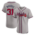 A.Braves #31 Greg Maddux Player Gray Limited Elite Home Game Gdoa Stitched Jerseys