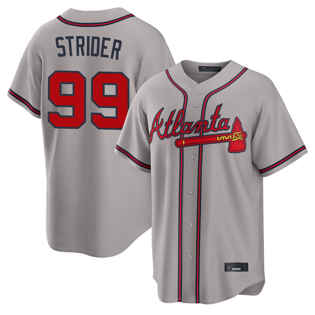 A.Braves #99 Spencer Strider Player Gray Home Game Gdoa Stitched Jerseys