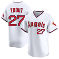 LA.Angels #27 Mike Trout Player White T-shirt Home Limited Gdoa Stitched Jerseys