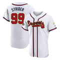 A.Braves #99 Spencer Strider Player White Gold Limited Elite Home Game Gdoa Stitched Jerseys