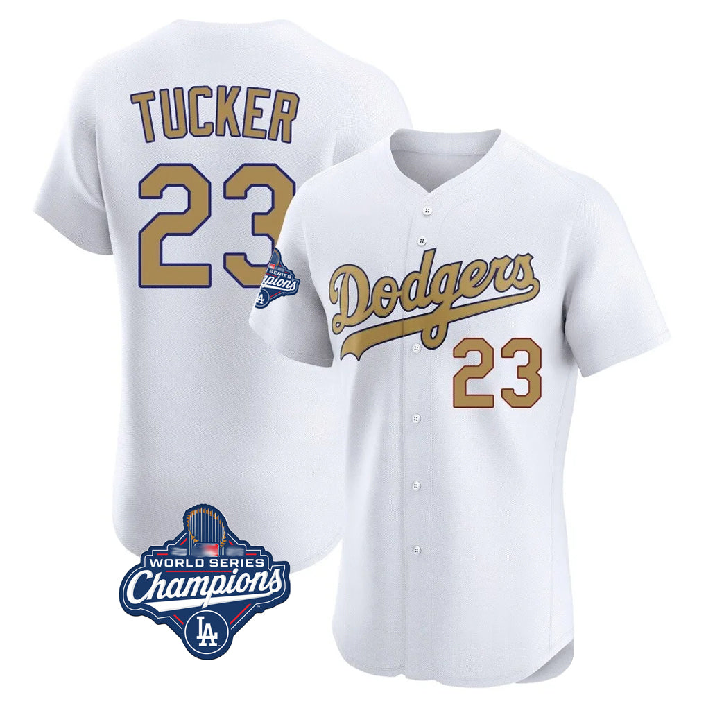 LA.Dodgers #23 Kyle Tucker Player Gold World Series Meet Limited Elite Home Gdoa Stitched Jerseys