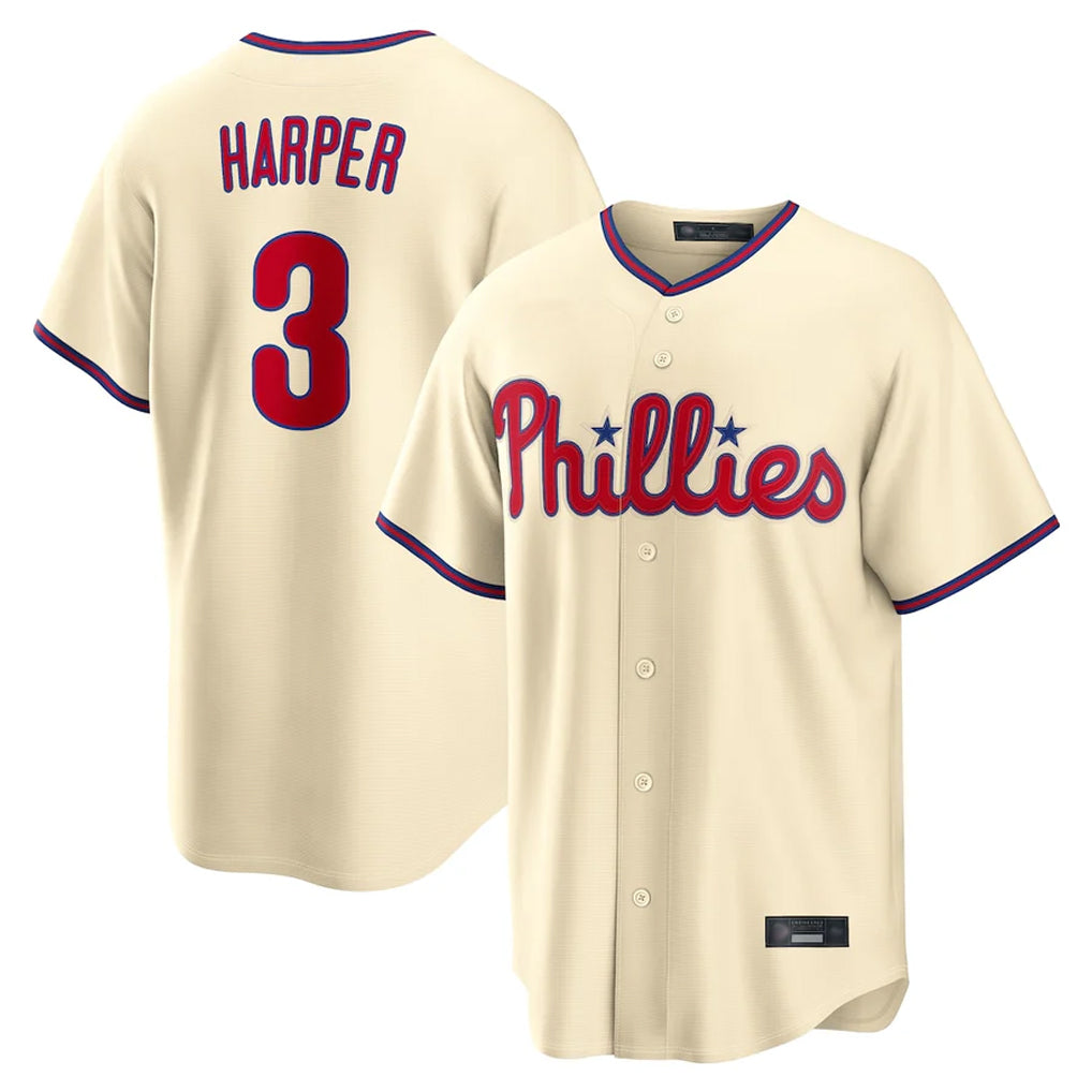 P.Phillies #3 Bryce Harper Player Cream Home Game Stitched Jerseys