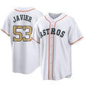 H.Astros #53 Cristian Javier Player Gold Collection Game Home Gdoa Stitched Jerseys