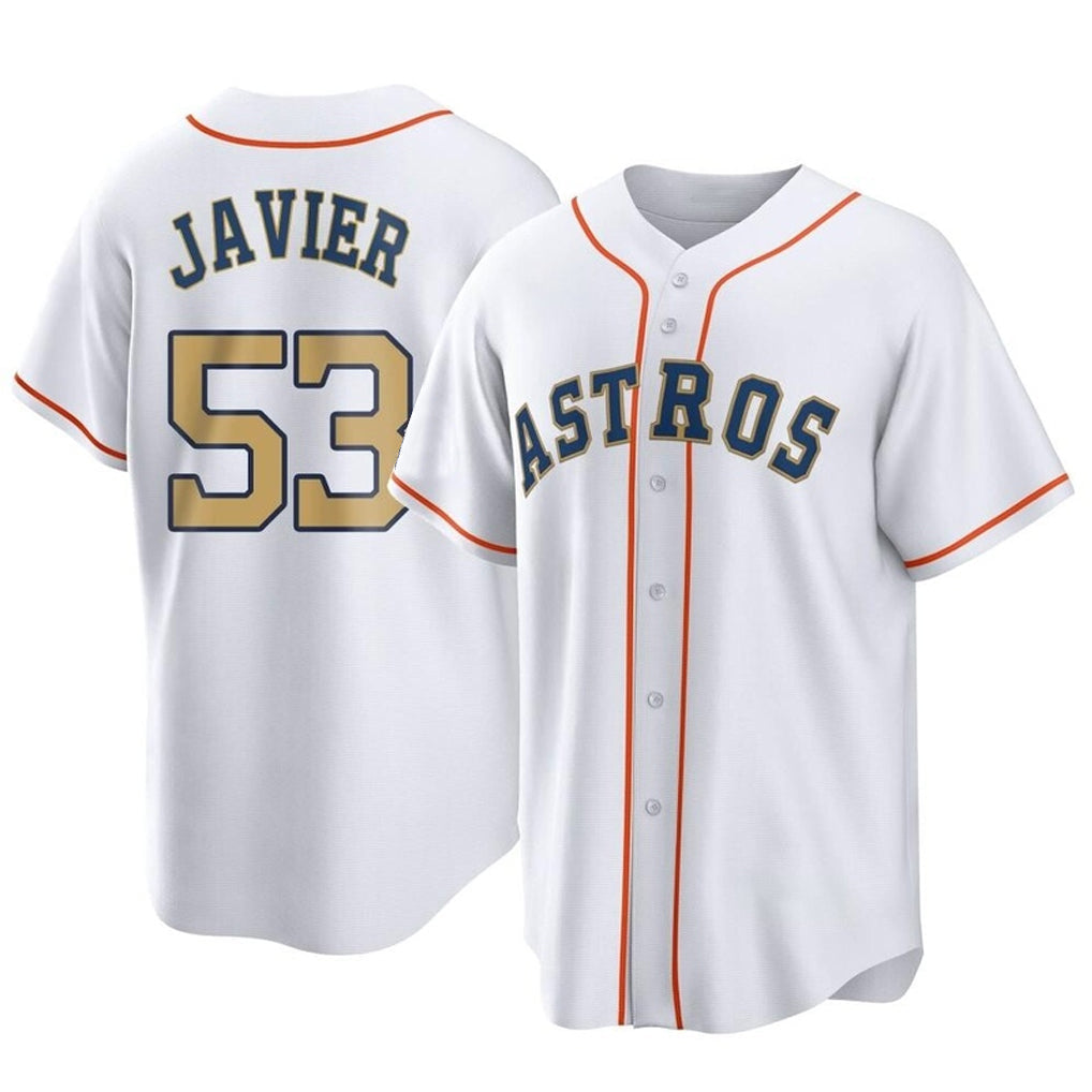 H.Astros #53 Cristian Javier Player Gold Collection Game Home Gdoa Stitched Jerseys