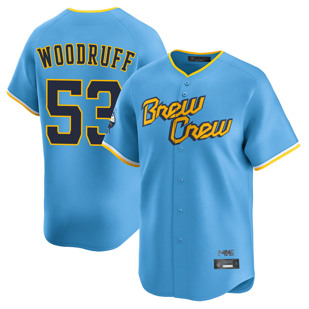 M.Brewers #53 Brandon Woodruff Player Light Blue City Connect Home Limited Gdoa Stitched Jerseys