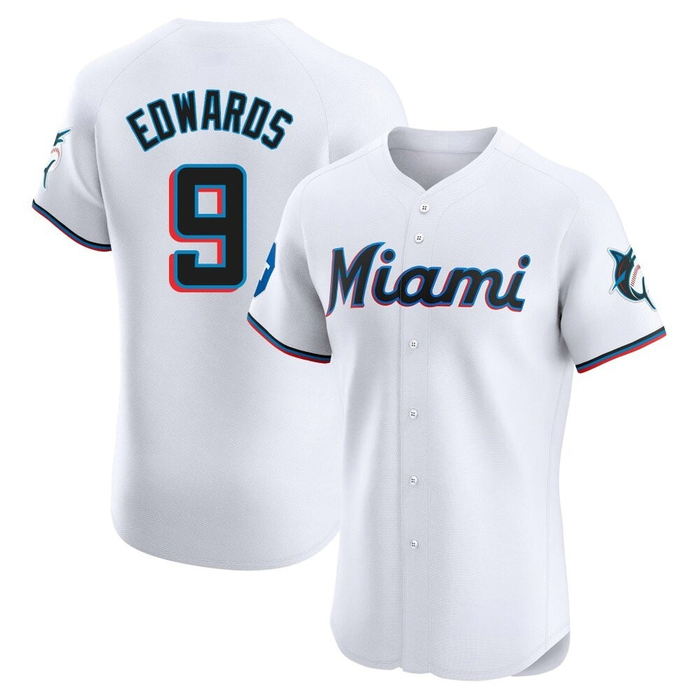 M.Marlins #9 Xavier Edwards Player White  Home Limited Elite Gdoa Stitched Jerseys