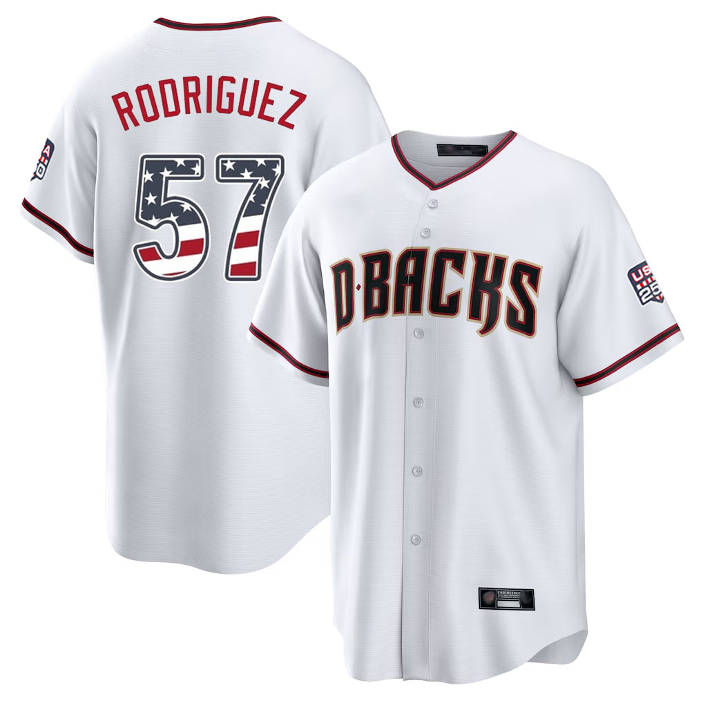 A.Diamondbacks #57 Eduardo Rodriguez Player White USA 250 Fourth of July Home Game Gdoa250Ys Stitched Jerseys