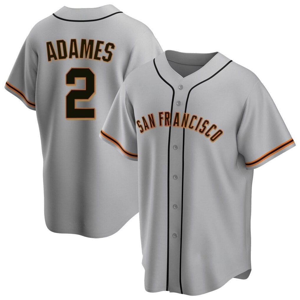 SF.Giants #2 Willy Adames Player Gray Home Game Stitched Jerseys
