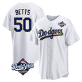 LA.Dodgers #50 Mookie Betts Player Gold White World Series 2026 Collection Stadium Game Gdoa Stitched Jerseys
