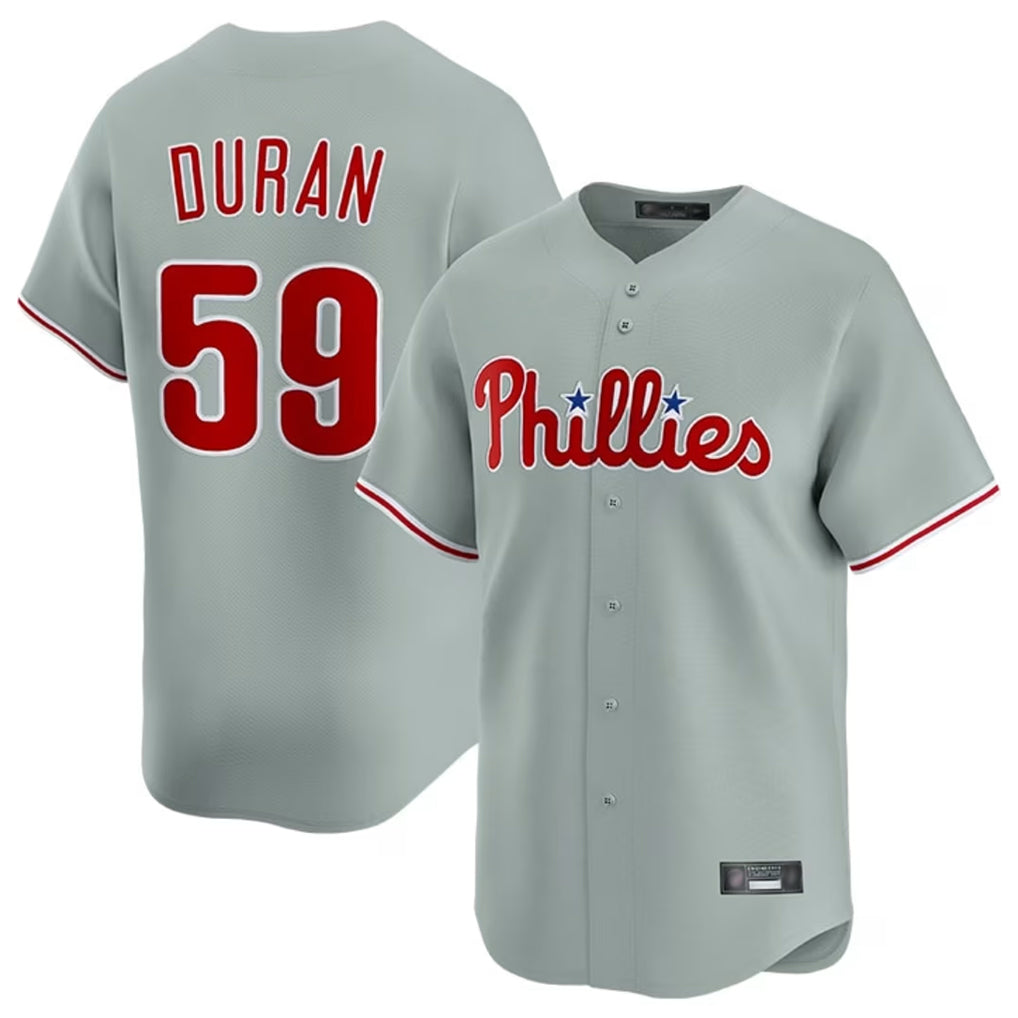 P.Phillies #59 Jhoan Duran Player Gray Home Limited Gdoa Stitched Jerseys