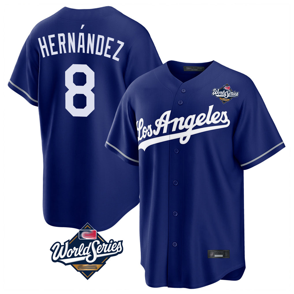LA.Dodgers #8 Enrique Hern¨¢ndez Player Royal World Series Game Gdoa Stitched Jerseys
