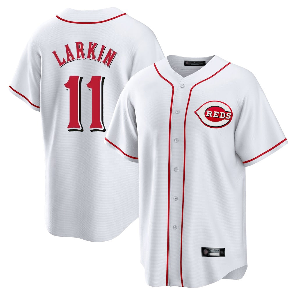 C.Reds #11 Barry Larkin Player White Game Home Gdoa Stitched Jerseys
