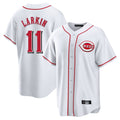 C.Reds #11 Barry Larkin Player White Game Home Gdoa Stitched Jerseys