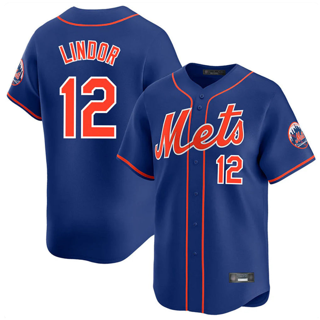 NY.Mets #12 Francisco Lindor Player Royal Home Limited Gdoa Stitched Jerseys
