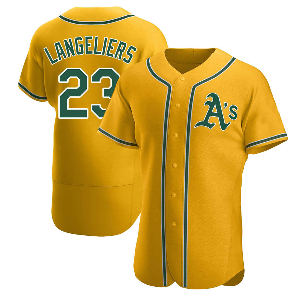 Athletics #23 Shea Langeliers Player Gold Authentic Alternate Stitched Jerseys