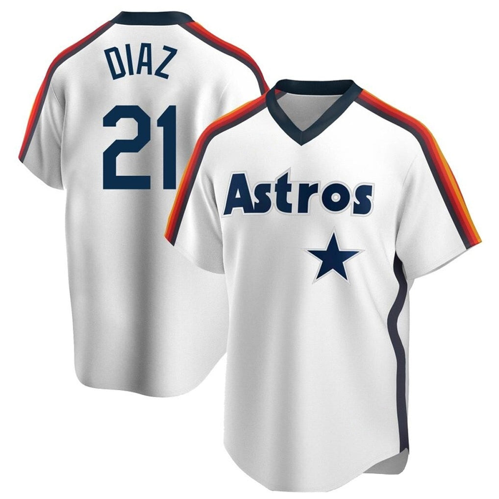 H.Astros #21 Yainer Diaz Player White Cooperstown Collection T-shirt Gdoa Stitched Jerseys