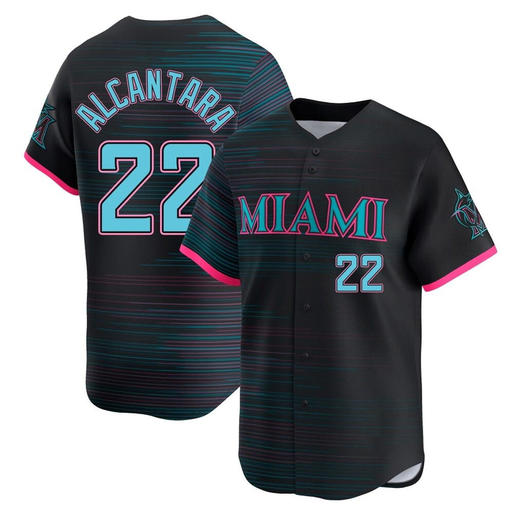 M.Marlins #22 Sandy Alcantara Player Black City Connect Home Limited Gdoa Stitched Jerseys