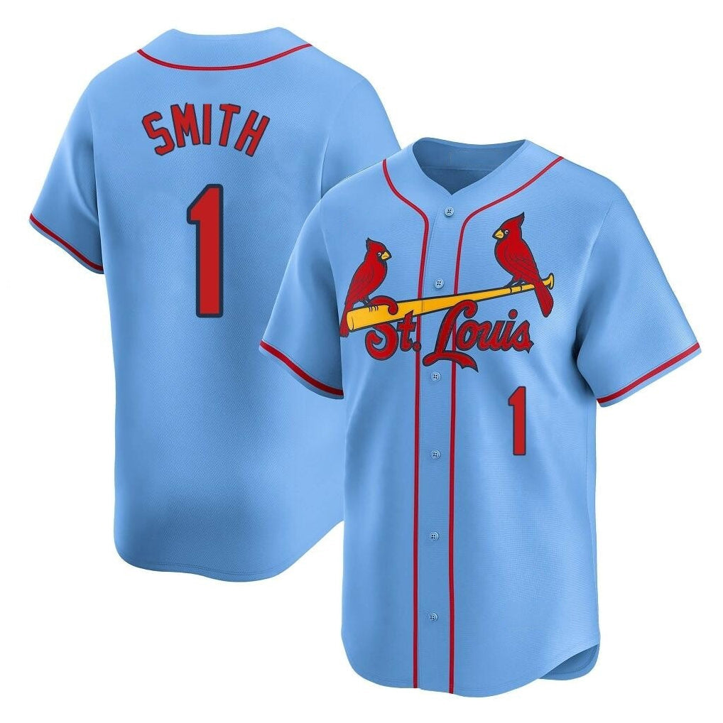 St. Louis Cardinals #1 Ozzie Smith Player Light Blue Home Limited Gdoa Stitched Jerseys