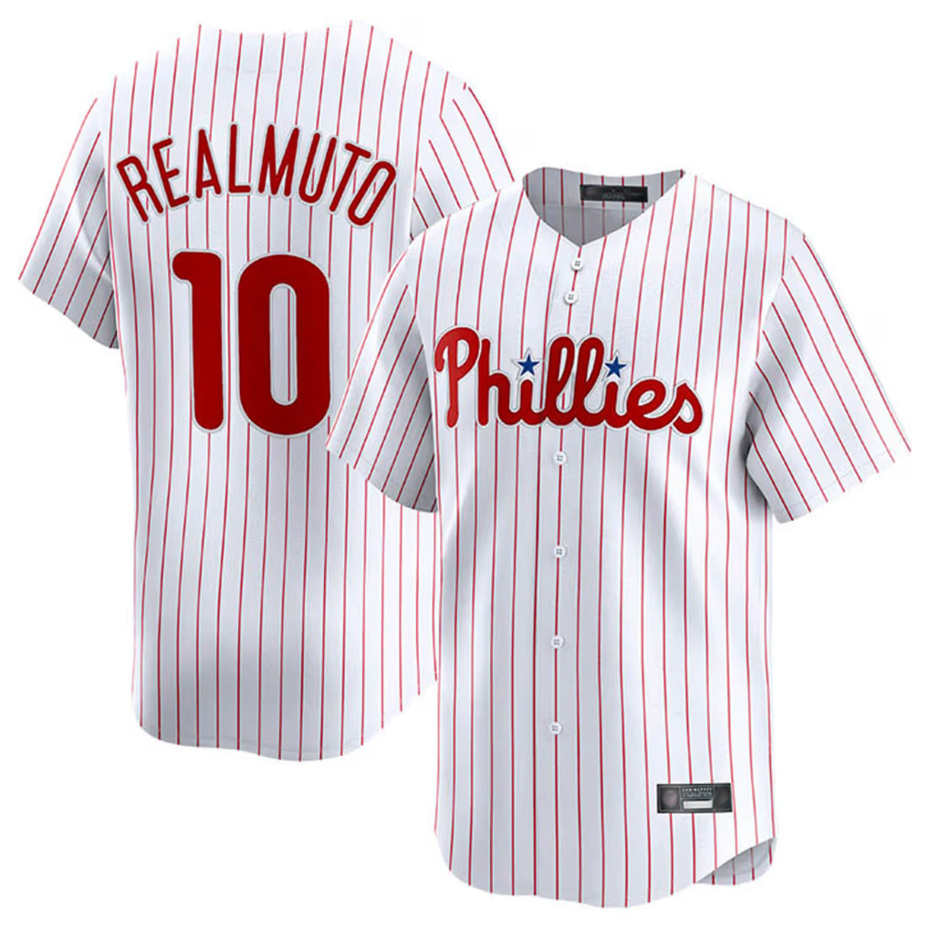 P.Phillies #10 J.T. Realmuto Player White Home Limited Gdoa Stitched Jerseys