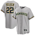 M.Brewers #22 Christian Yelich Player Gray Home Game Gdoa Stitched Jerseys