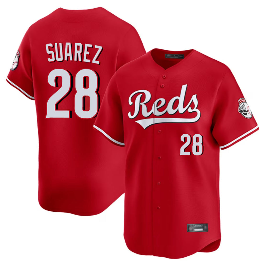 C.Reds #28 Eugenio Su¨¢rez Player Red Home Limited Gdoa Stitched Jerseys