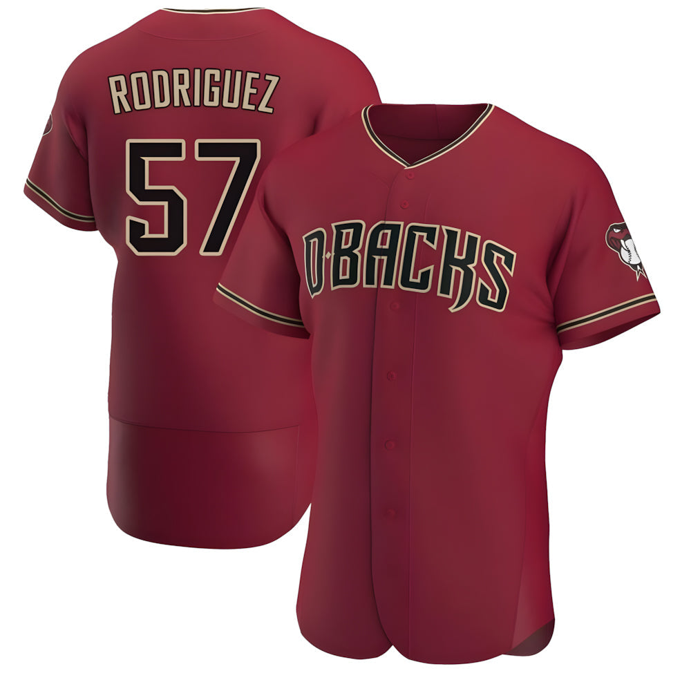 A.Diamondbacks #57 Eduardo Rodriguez Player Red Authentic Crimson Stitched Jersey