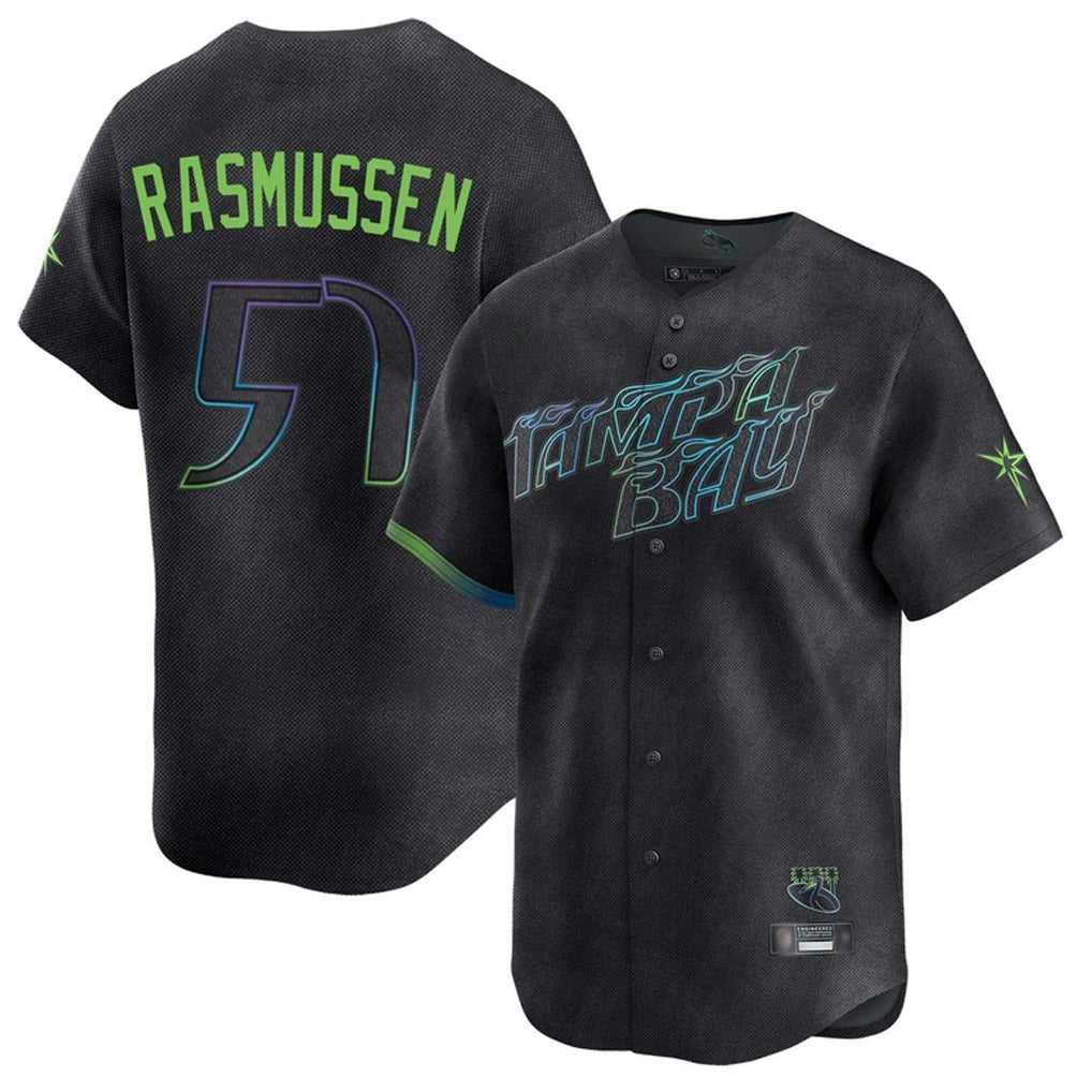 T.Bay Rays #57 Drew Rasmussen Player Black City Connect Home Limited Stitched Jerseys