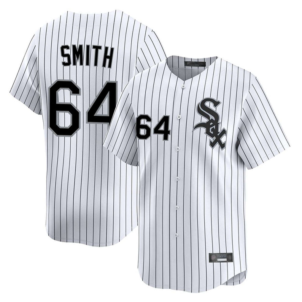 C.White Sox #64 Shane Smith Player White Stripe Limited Home Gdoa Stitched Jerseys