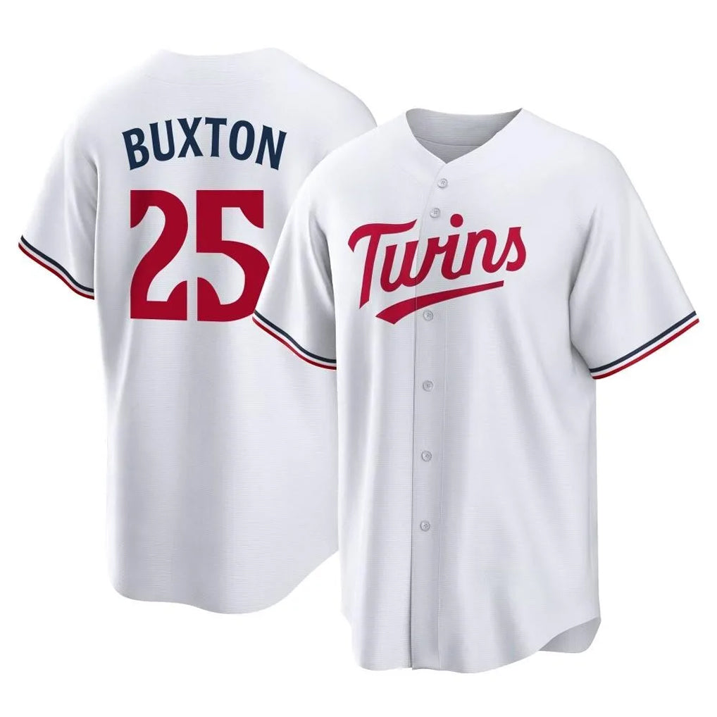M.Twins #25 Byron Buxton Player White Home Game Gdoa Stitched Jerseys