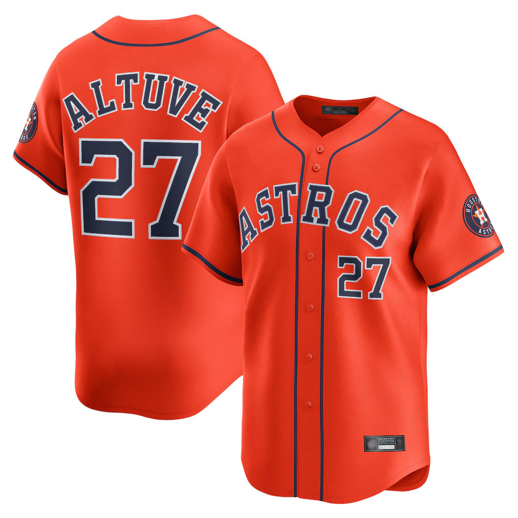 H.Astros #27 Jose Altuve Player Orange Home Limited Gdoa Stitched Jerseys
