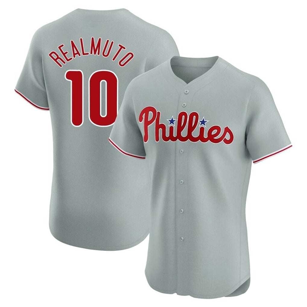 P.Phillies #10 J.T. Realmuto Player Gray Home Limited Elite Stitched Jerseys