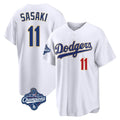 LA.Dodgers #11 Roki Sasaki Player Gold White World Series Meet 2026 Collection Stadium Limited Gdoa Stitched Jerseys