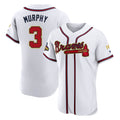 A.Braves #3 Dale Murphy Player White Gold Limited Elite Home Game Gdoa Stitched Jerseys