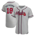 A.Braves #18 Mike Yastrzemski player Gray Authentic Road Stitched Jerseys