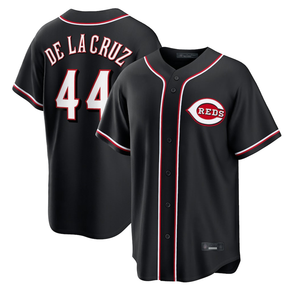 C.Reds #44 Elly De La Cruz Player Black Fashion Out Home Game Gdoa Stitched Jerseys