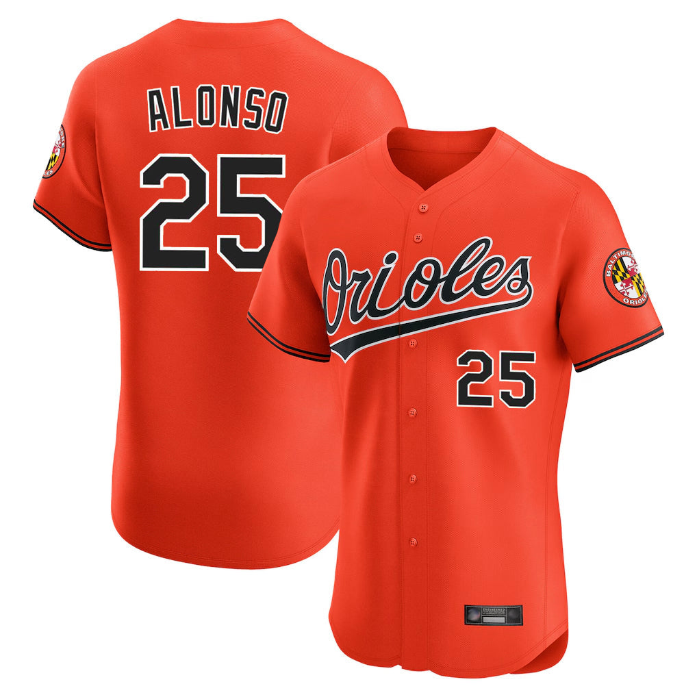 B.Orioles #25 Pete Alonso Player Orange Limited Elite Home Game Gdoa Stitched Jerseys