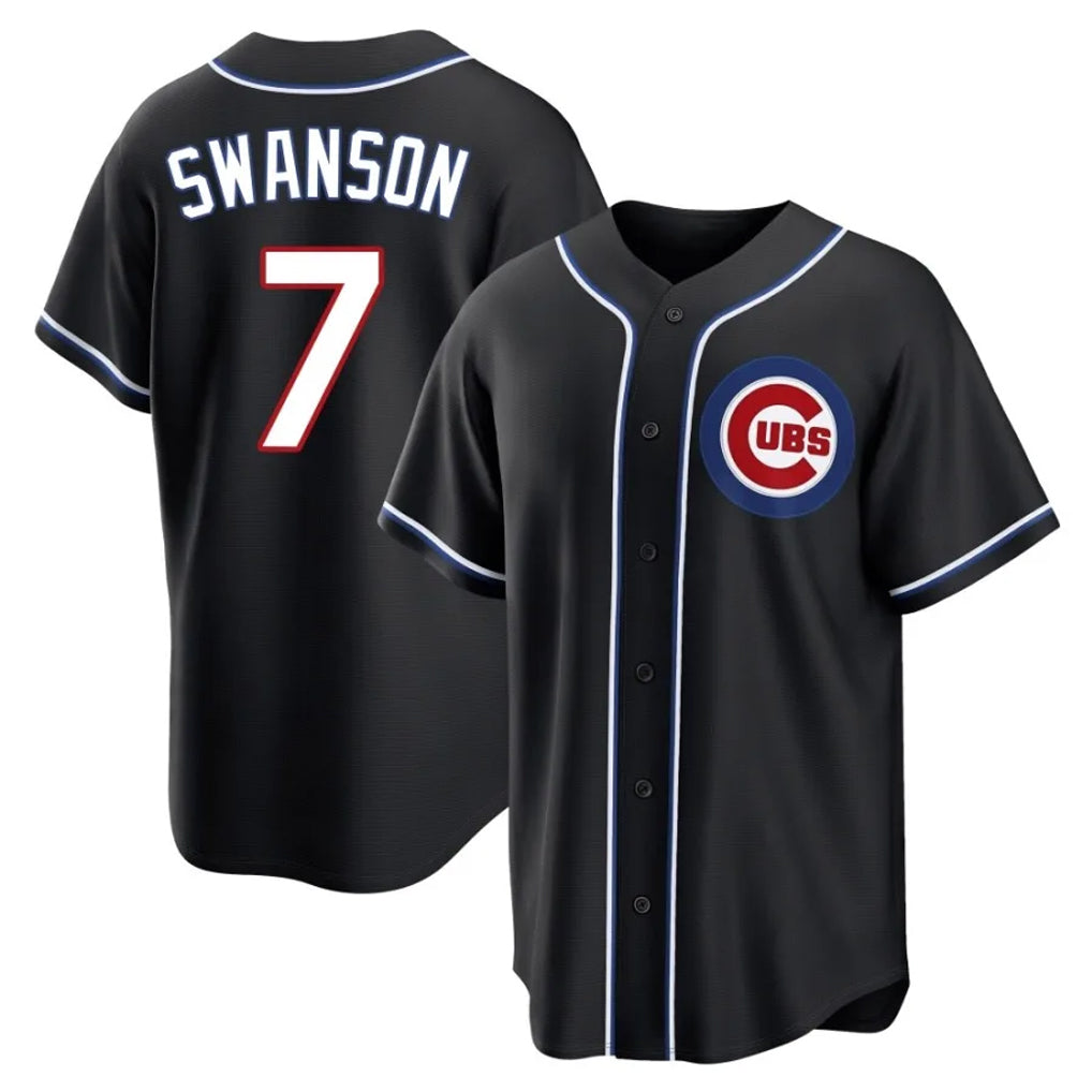 C.Cubs #7 Dansby Swanson Player Black Fashion Out Game Gdoa Stitched Jerseys