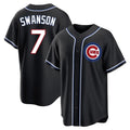 C.Cubs #7 Dansby Swanson Player Black Fashion Out Game Gdoa Stitched Jerseys
