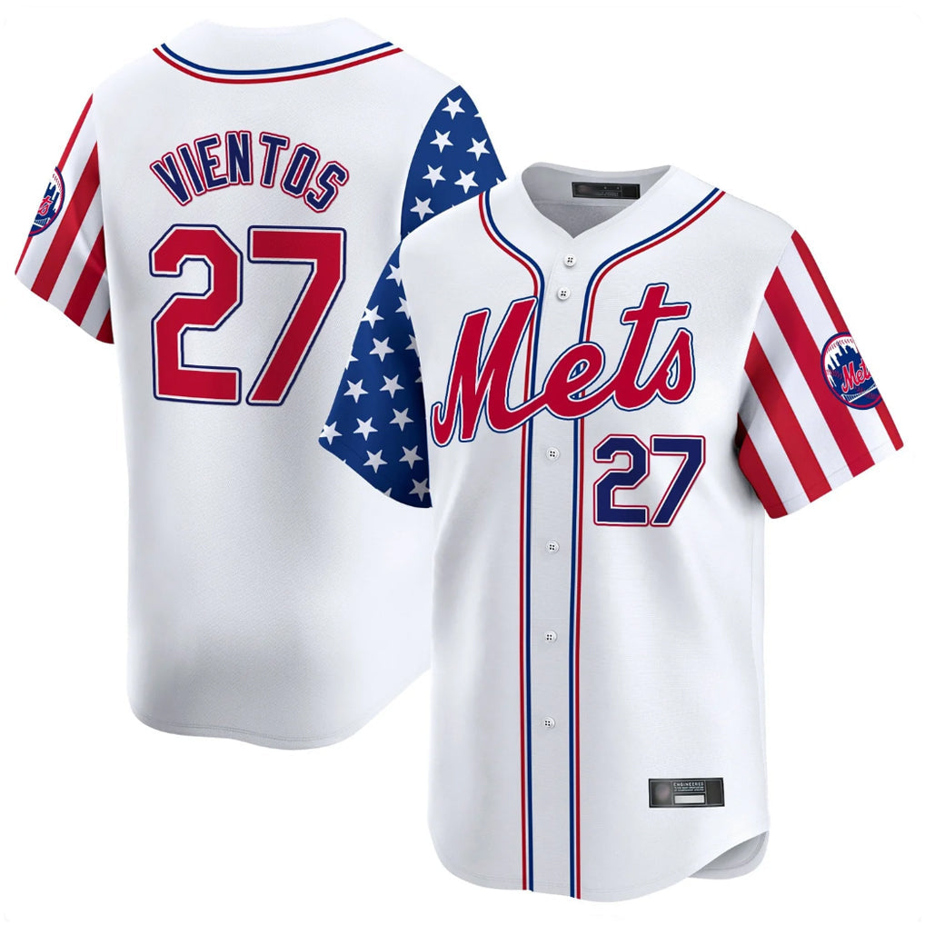 NY.Mets #27 Mark Vientos Player White 2025 Independence Day Vapor Premier Limited  Stitched Jerseys