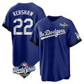 LA.Dodgers #22 Clayton Kershaw Player Royal World Series City Connect Home Game Gdoa Stitched Jerseys