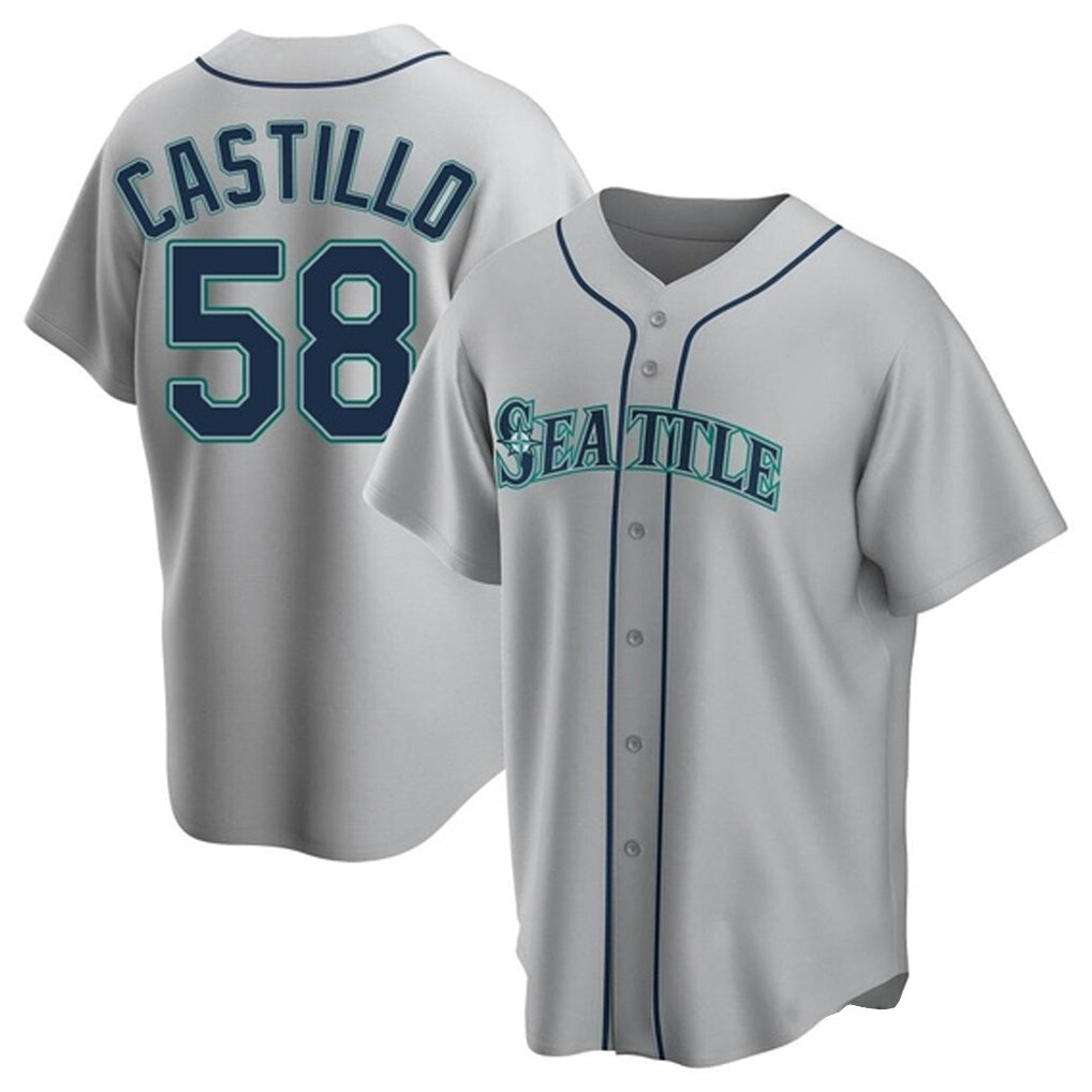 S.Mariners #58 Luis Castillo Player Gray Home Game Stitched Jerseys