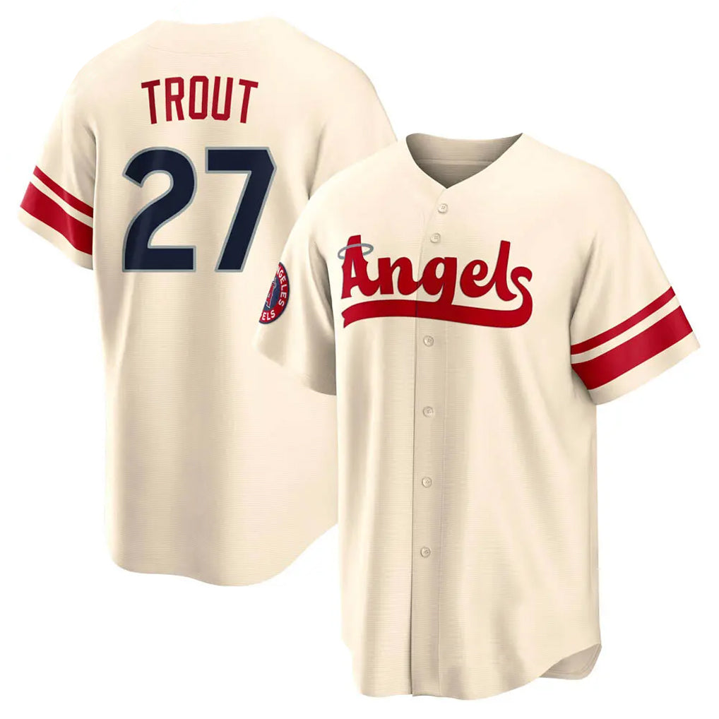 LA.Angels #27 Mike Trout Player Cream City Connect Home Gdoa Stitched Jerseys